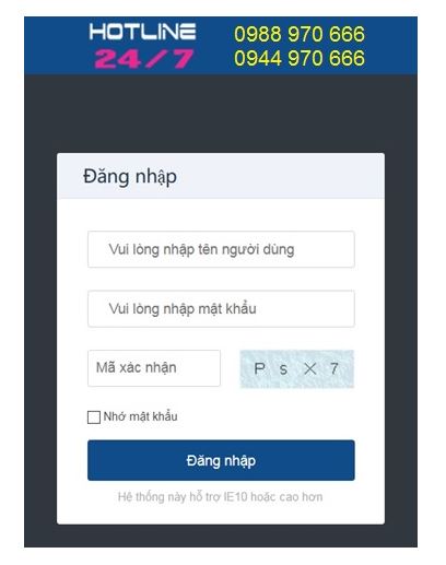 Giao diện quản lý đăng nhập